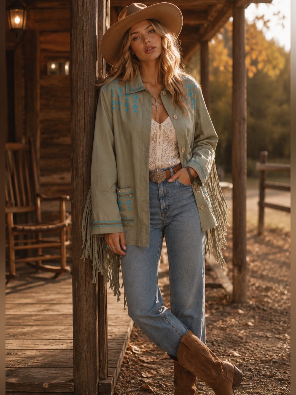 BEULAH | Turquoise Trails Fringe Jacket